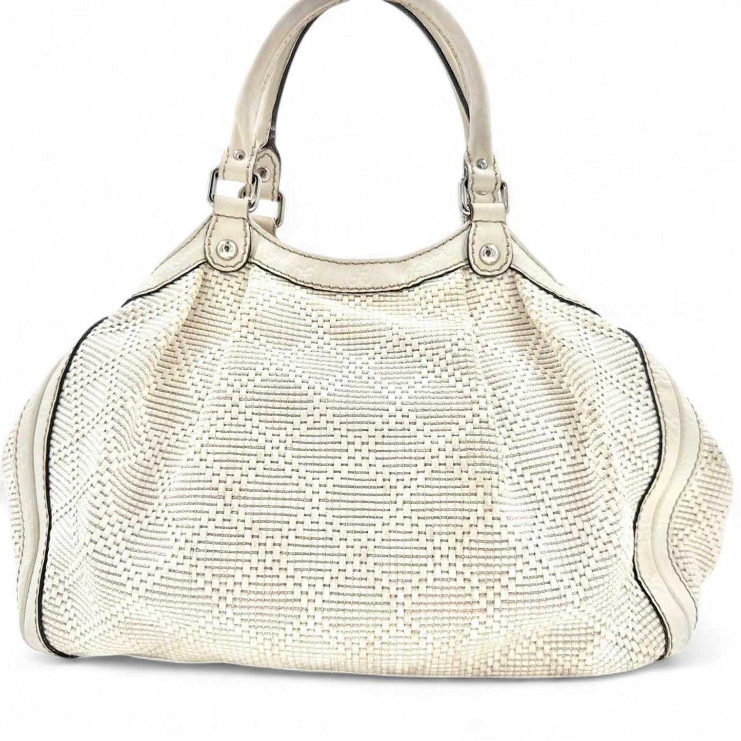 Gucci - White Leather Handbag Signature Logo