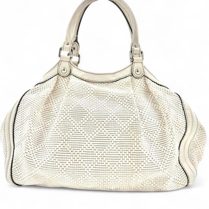 Gucci - White Leather Handbag Signature Logo