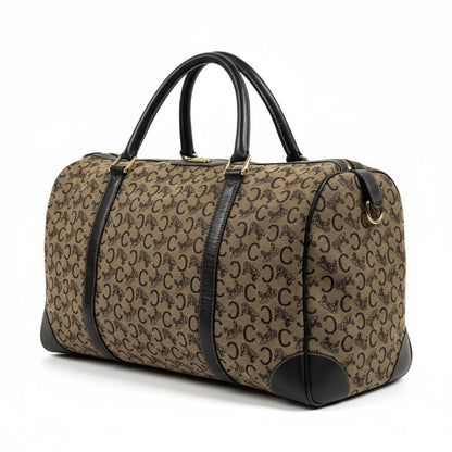 Celine - Vintage Monogram Canvas Handbag with Black Leather