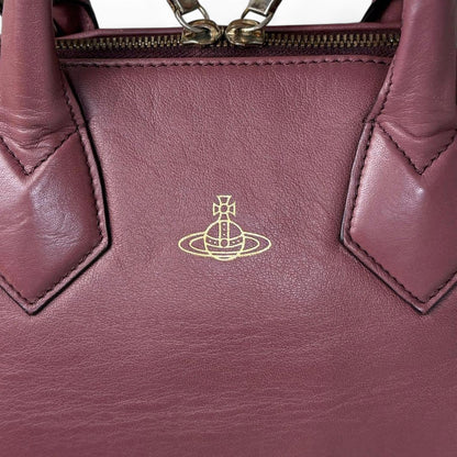 Vivienne Westwood - Burgundy Leather Handbag with Dual Top-3