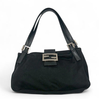 Fendi - Black Women's Shoulder Bag with Silver Buckle