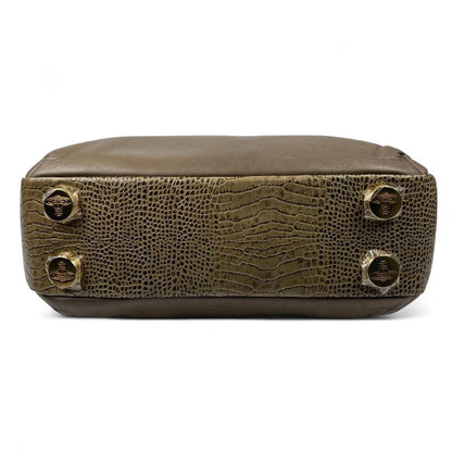Vivienne Westwood - Taupe Leather Handbag with Crocodile Pattern Accen