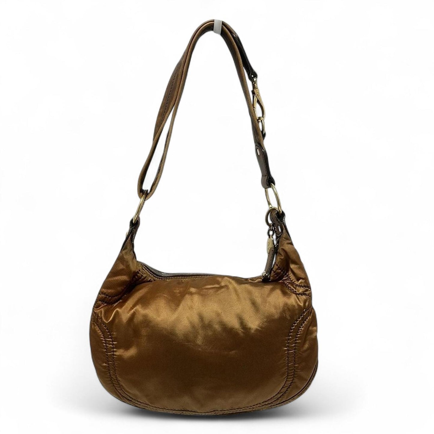 Tod's - Brown Nylon Shoulder Bag Front Zipper Pockets