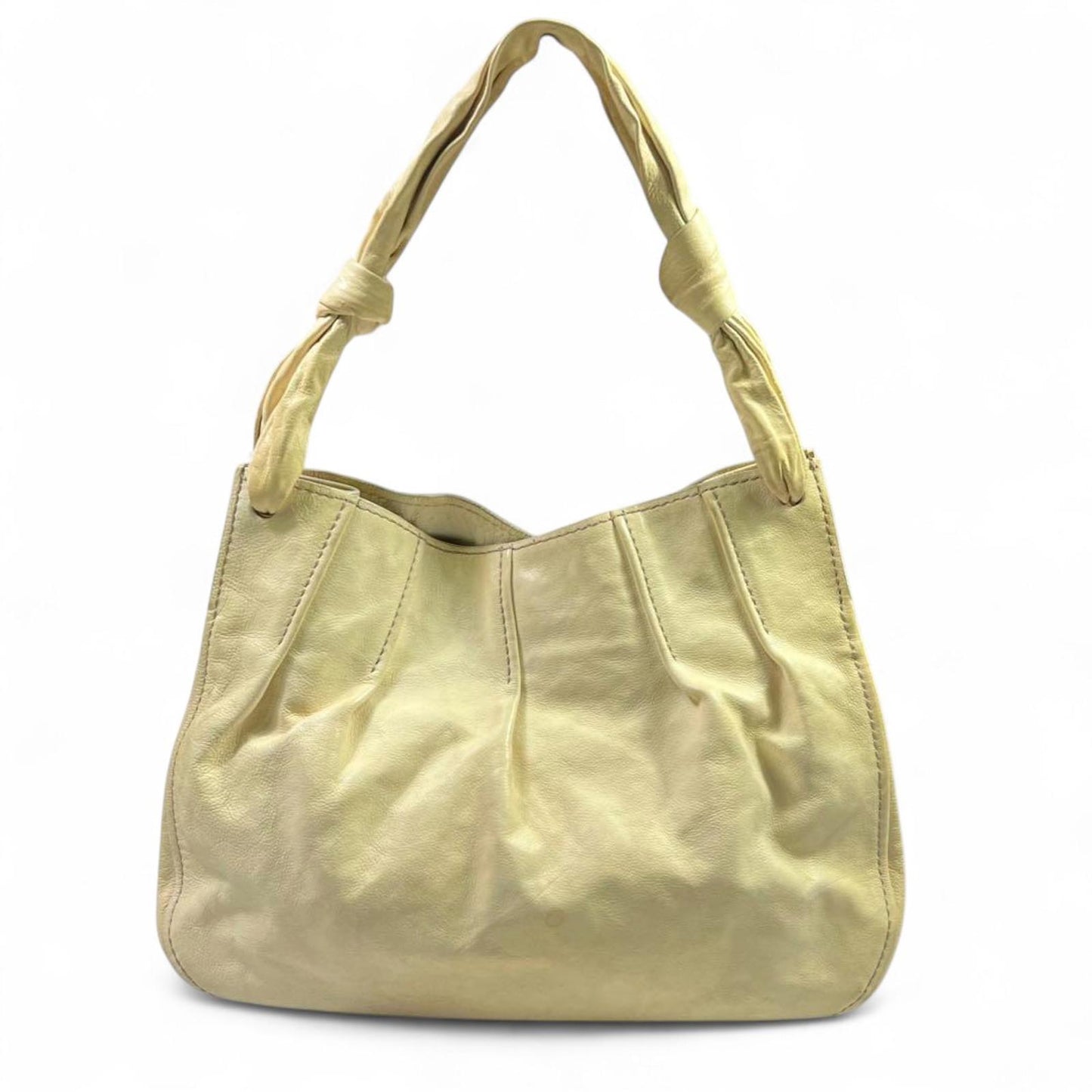 Miu Miu- Beige Leather Handbag with Knotted Handles