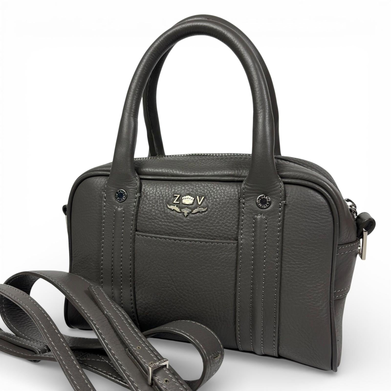 Zadig & Voltaire - Women's Dark Grey Leather Handbag with Dual Handles