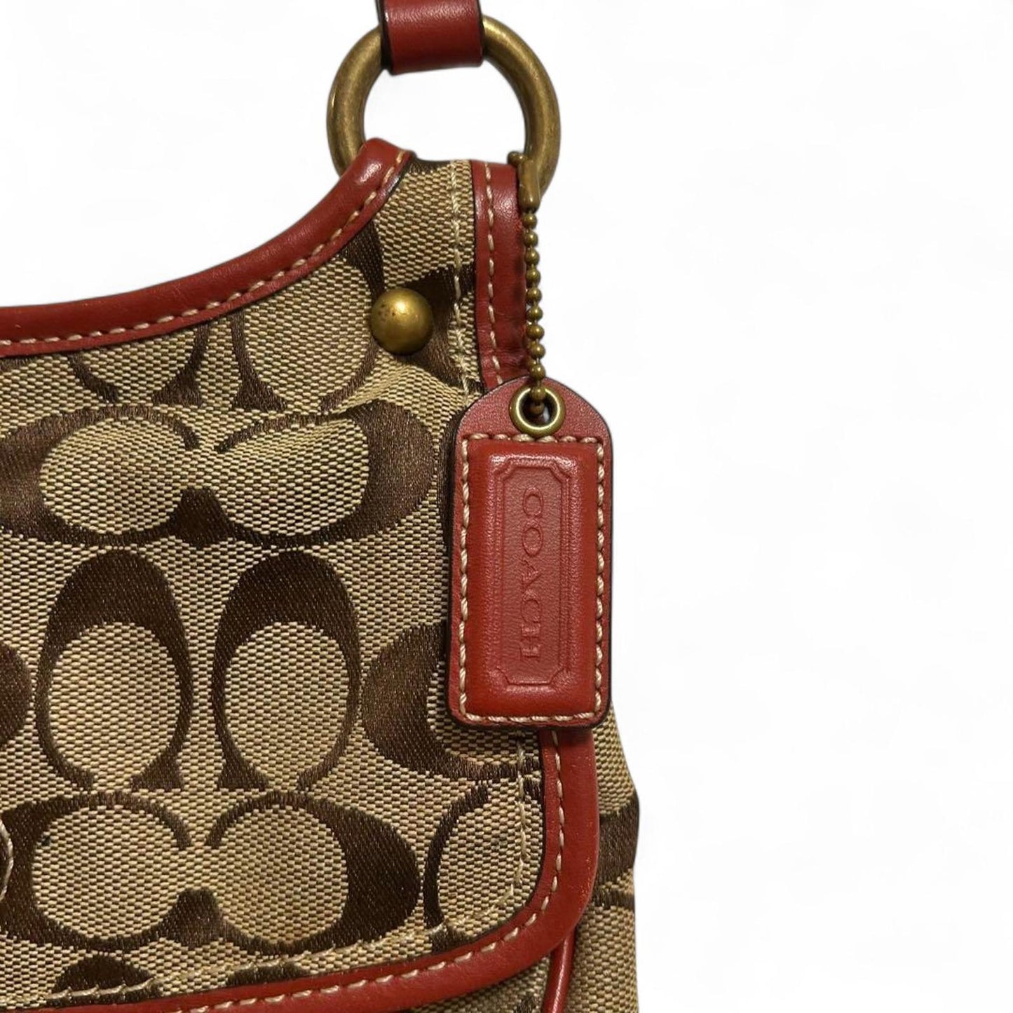 Coach - Signature Canvas Shoulder Bag with Leather