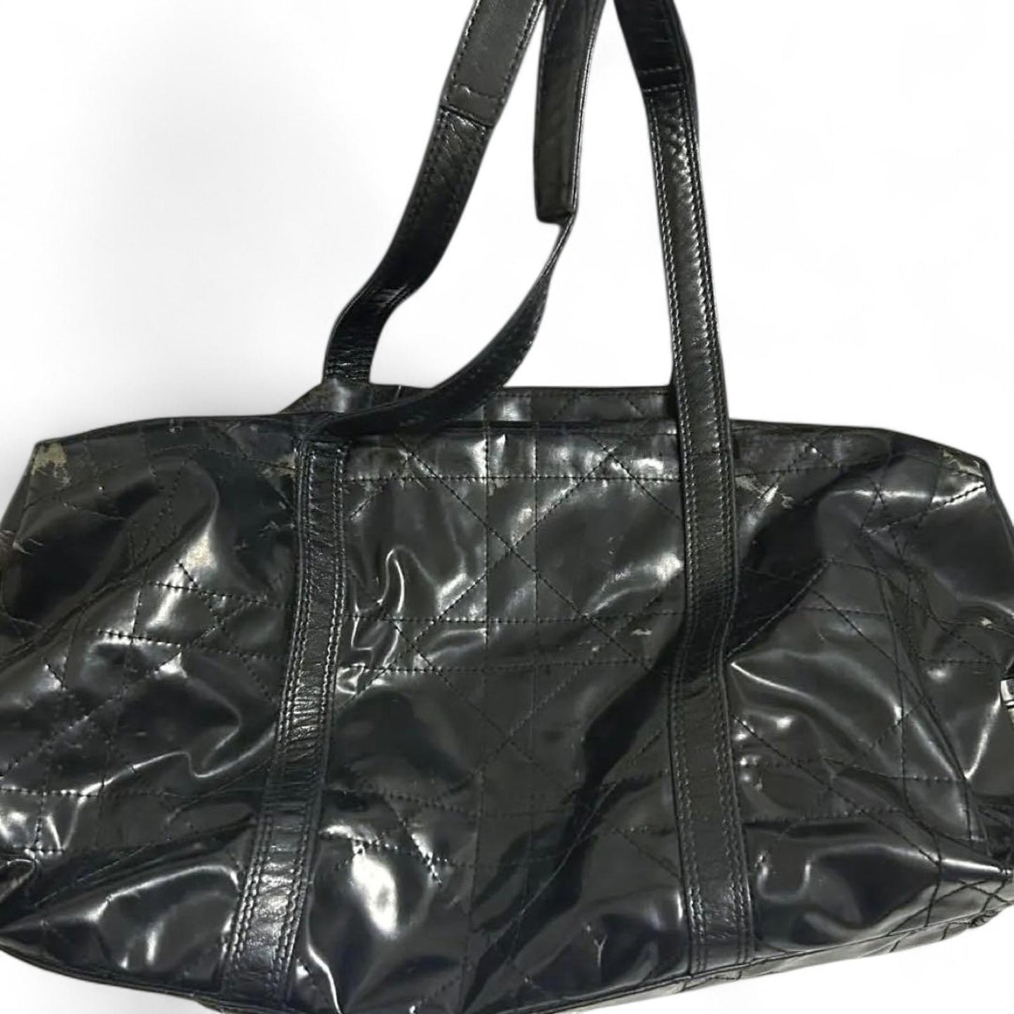 Dior - Black Quilted Leather Handbag Silver 'D' Charm