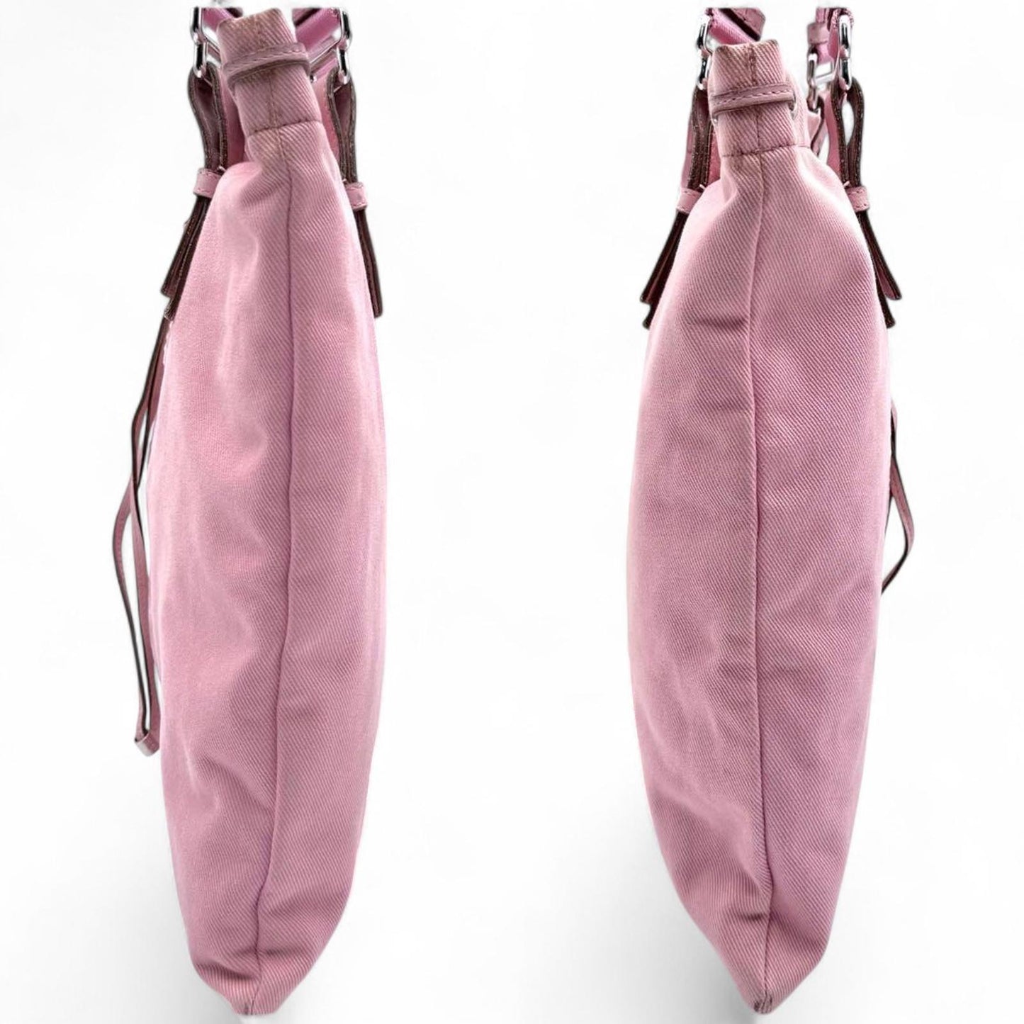 Saint Laurent - Pink Canvas Tote Bag Leather Trim