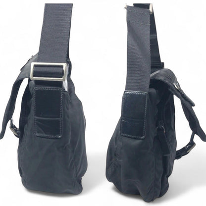 Prada - Black Nylon Shoulder Bag Buckle Detail