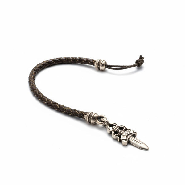 Chrome Hearts - Leather Bracelet with Dagger Charm