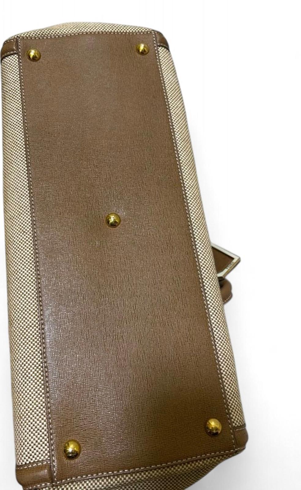 Fendi - Beige and Brown Structured Canvas Tote Bag