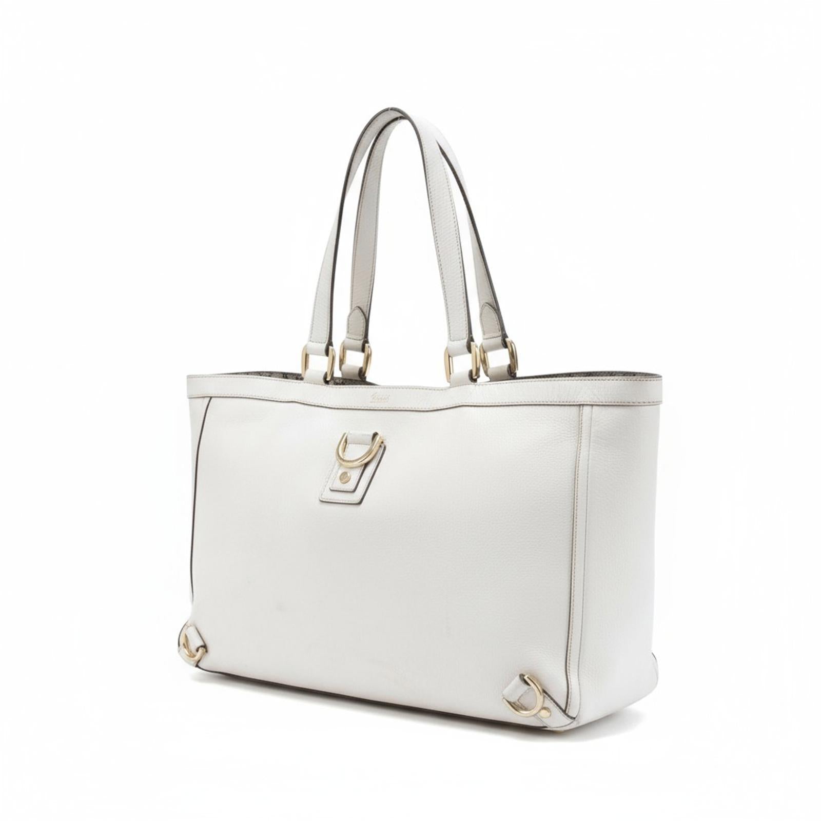 Gucci - White Leather Tote Bag