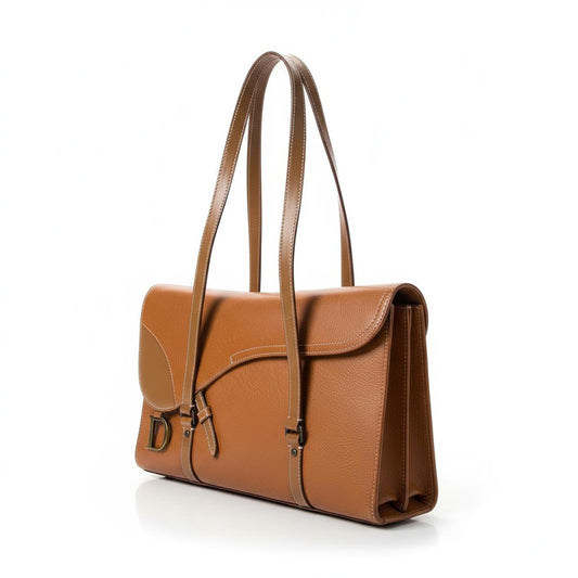 Dior - Brown Leather Shoulder Bag with Double Strap