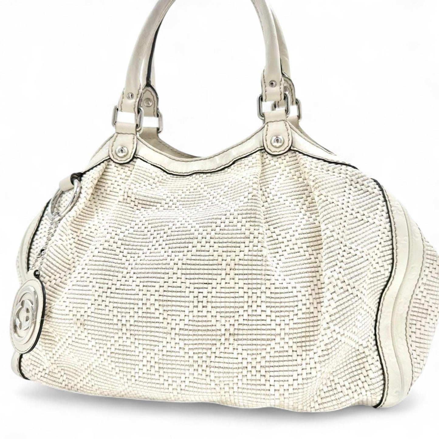 Gucci - White Leather Handbag Signature Logo