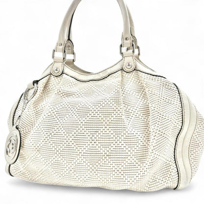 Gucci - White Leather Handbag Signature Logo