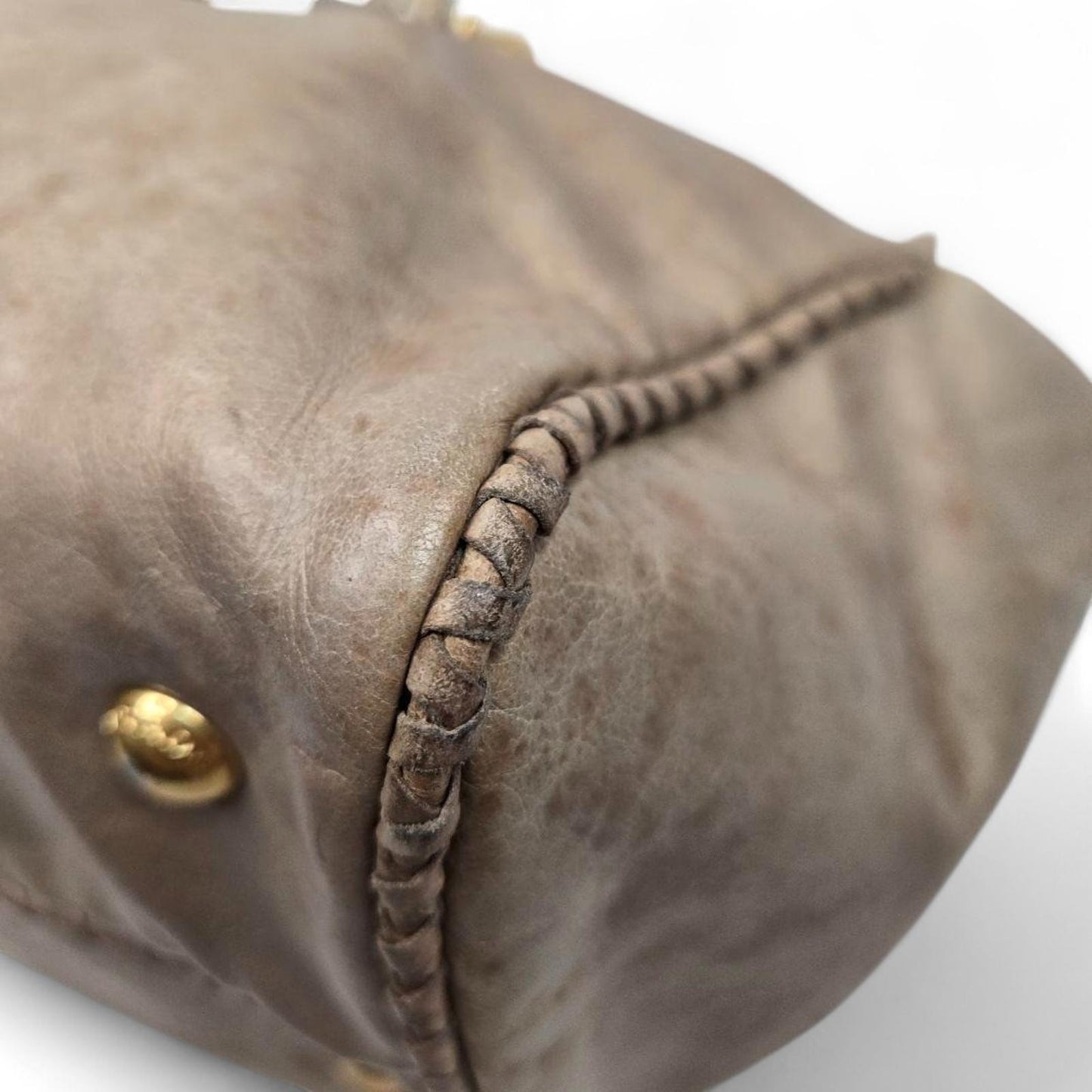 Prada - Beige Leather Handbag with Detachable Strap