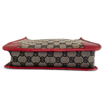 Gucci - Monogram Canvas Shoulder Bag Red Leather