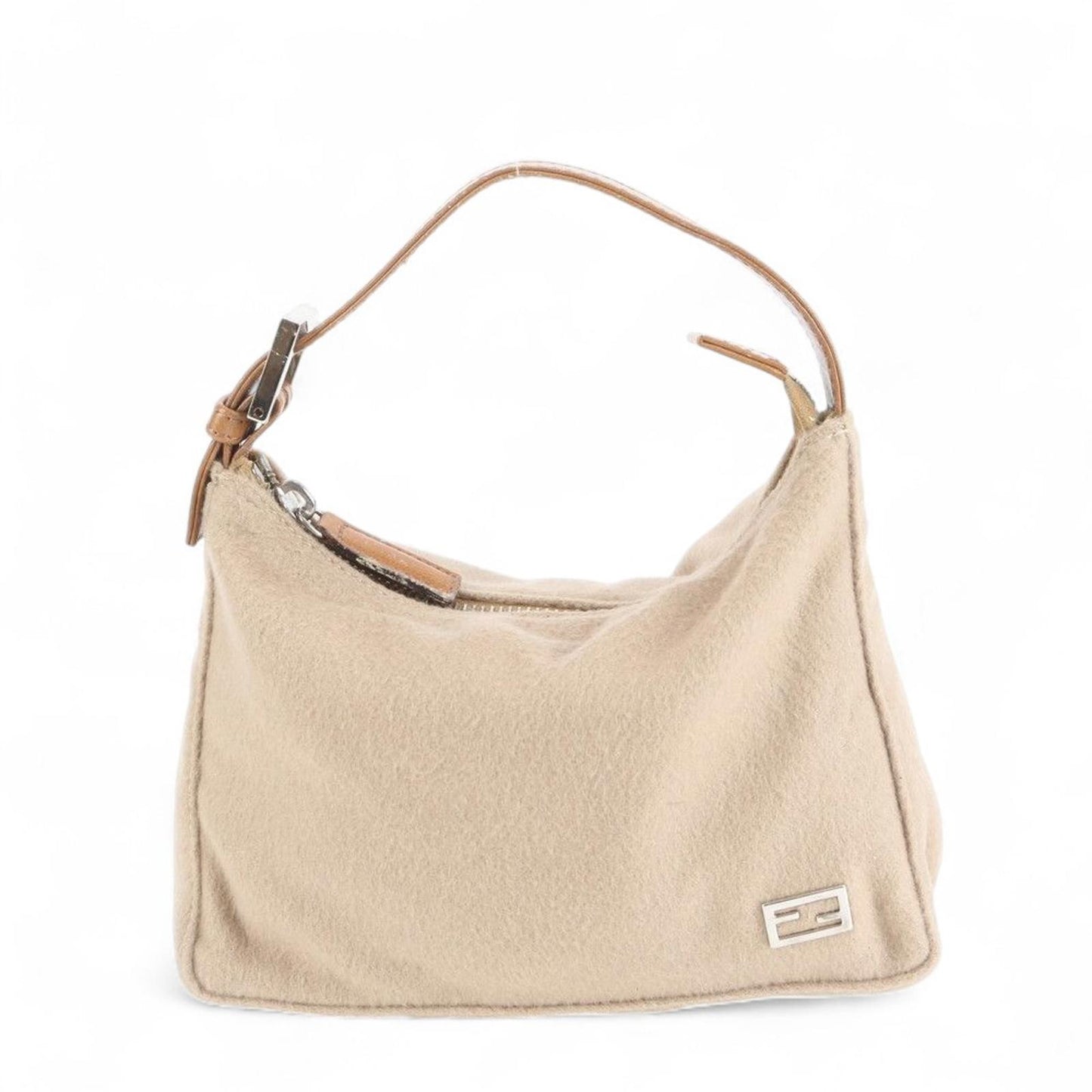 Fendi - Women's Beige Shoulder Bag with Leather Strap