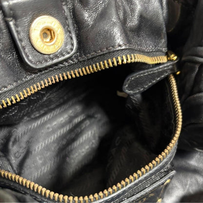 Prada - Black Leather Handbag Side Bows