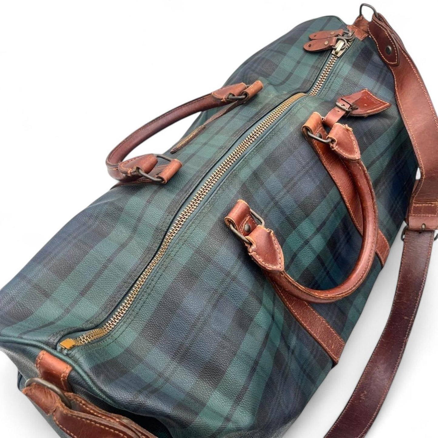 Ralph Lauren - Men's Travel Bag in Tartan with Leather Trim
