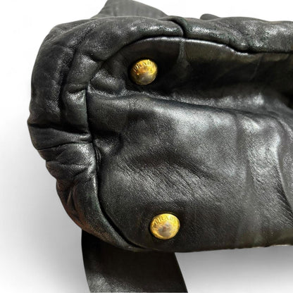 Prada - Black Leather Handbag Side Bows