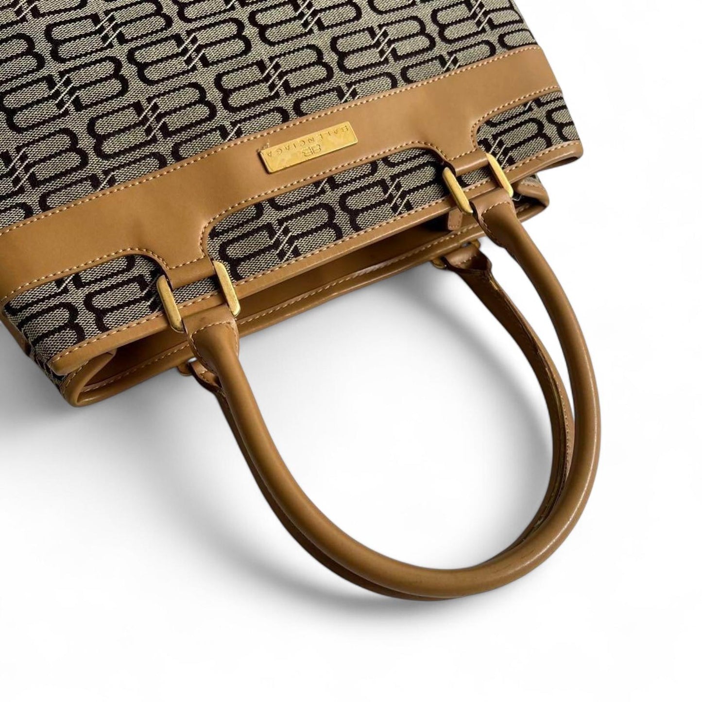 Balenciaga - Women's Satchel Bag in Brown Monogram Canvas