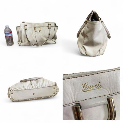Gucci - Abbey Mini White Leather Handbag Gold Hardware