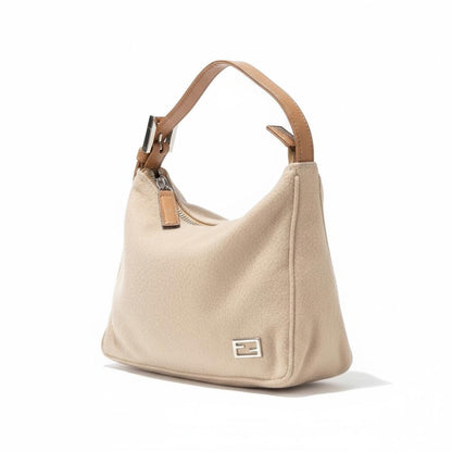 Fendi - Women's Beige Shoulder Bag with Leather Strap