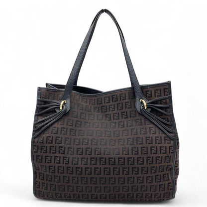 Fendi - Brown FF Logo Canvas Tote Bag