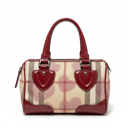 Burberry - Women's Satchel Bag in Beige and Red Checkered