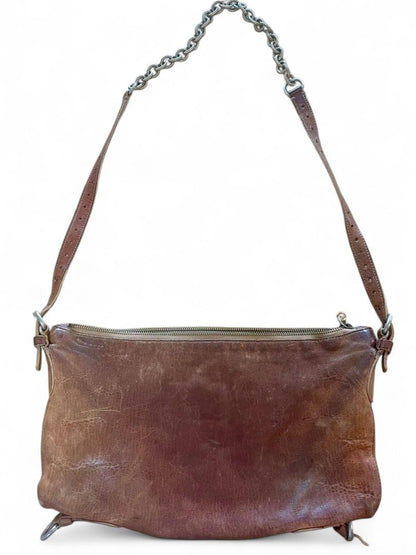 Miu Miu - Brown Leather Shoulder Bag Chain Detail