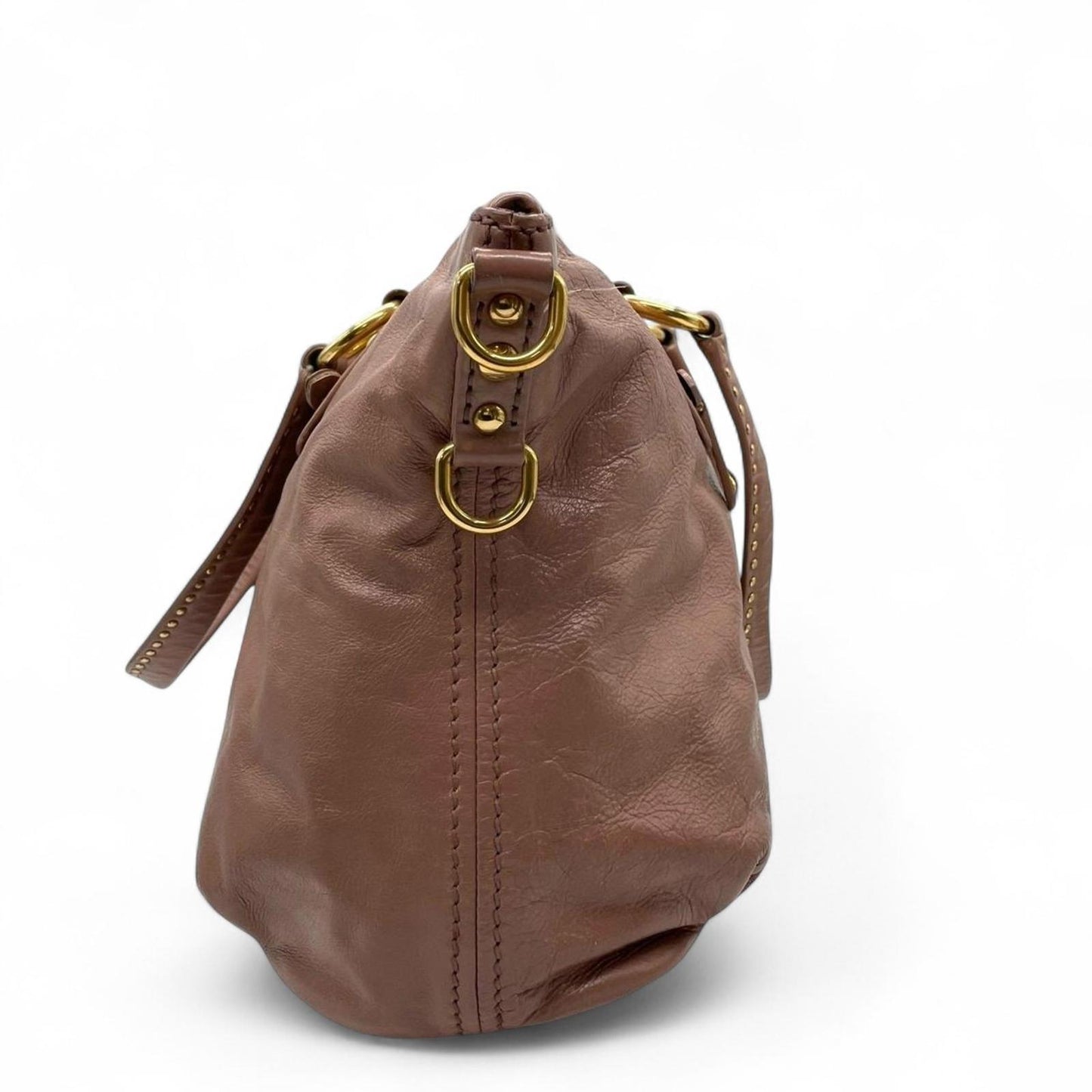 Miu Miu - Pink Leather Shoulder Bag Gold Heart Charm