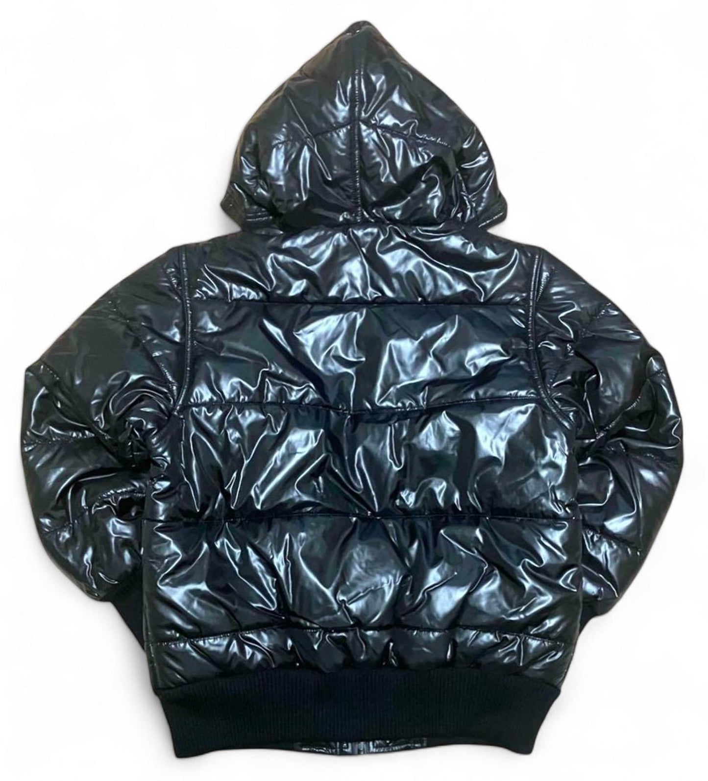 Kuwa - Black Hooded Puffer Jacket Patches