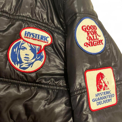 Hysteric Glamour - Men's Black Hooded Puffer Jacket with Patches