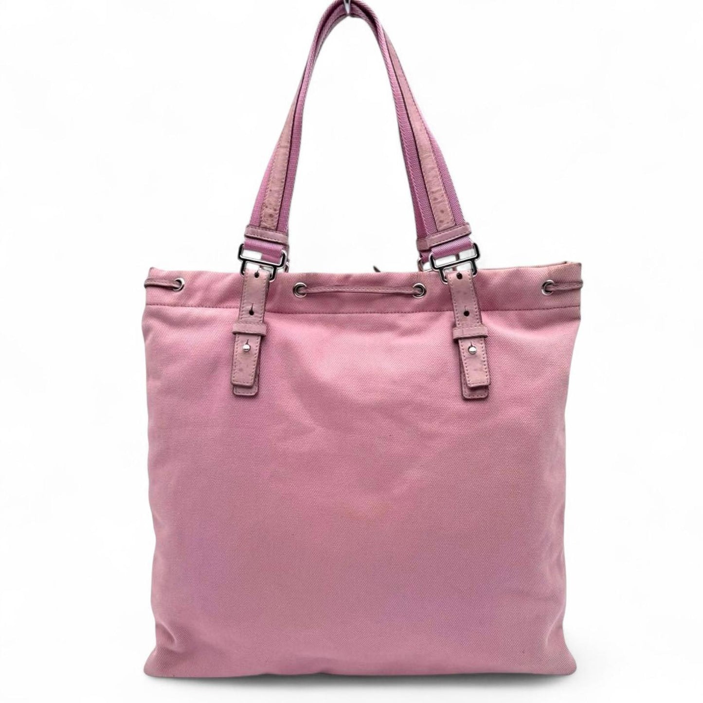 Saint Laurent - Pink Canvas Tote Bag Leather Trim