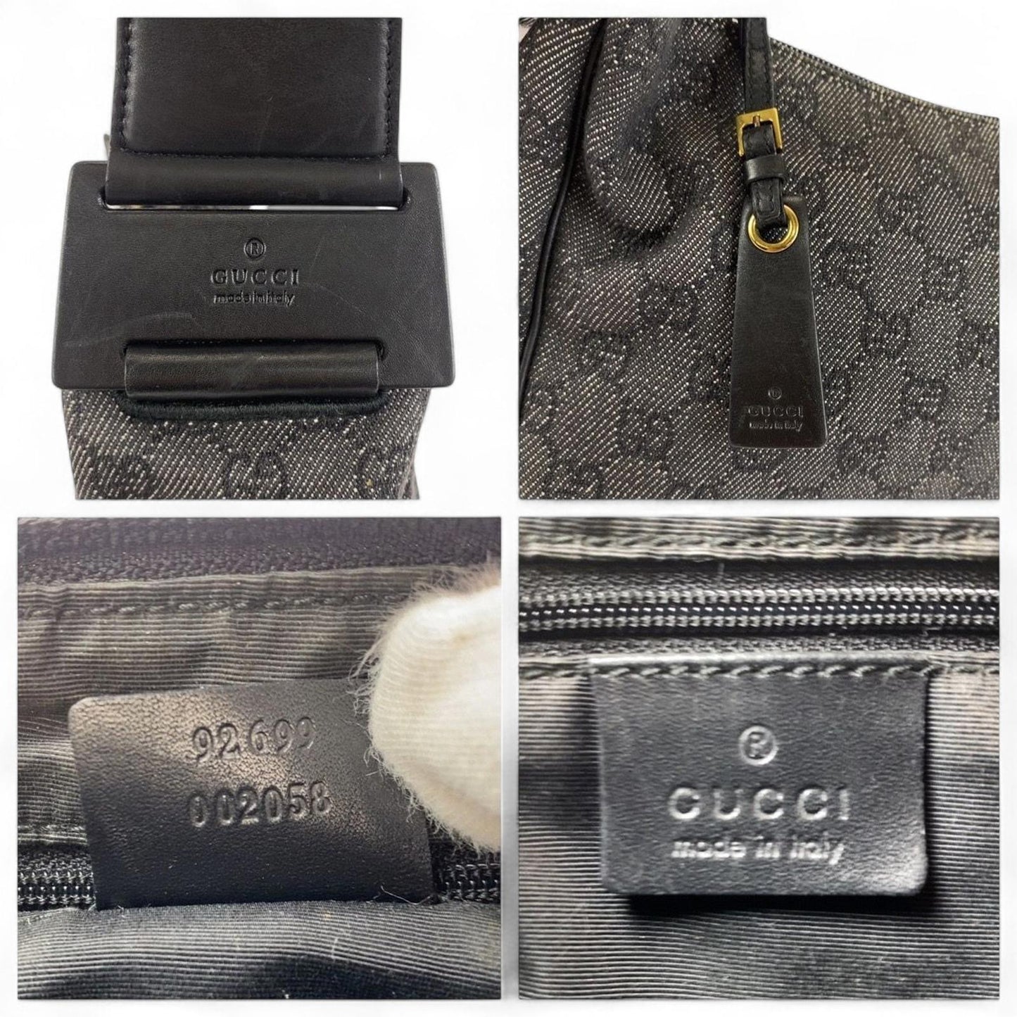 Gucci - Black Monogram Canvas Shoulder Bag