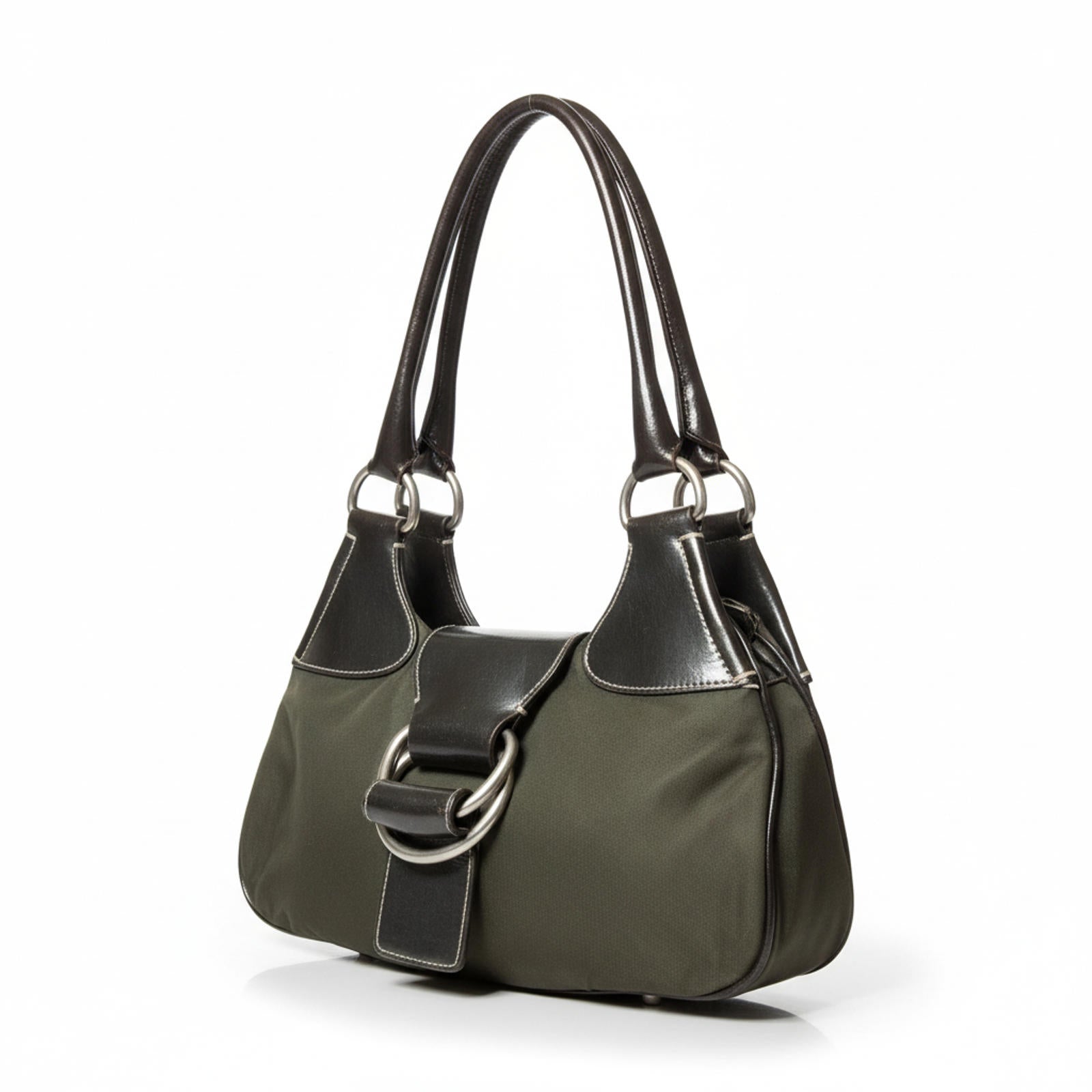Prada - Handbag in Olive Green and Dark Brown