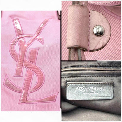 Saint Laurent - Pink Canvas Tote Bag Leather Trim