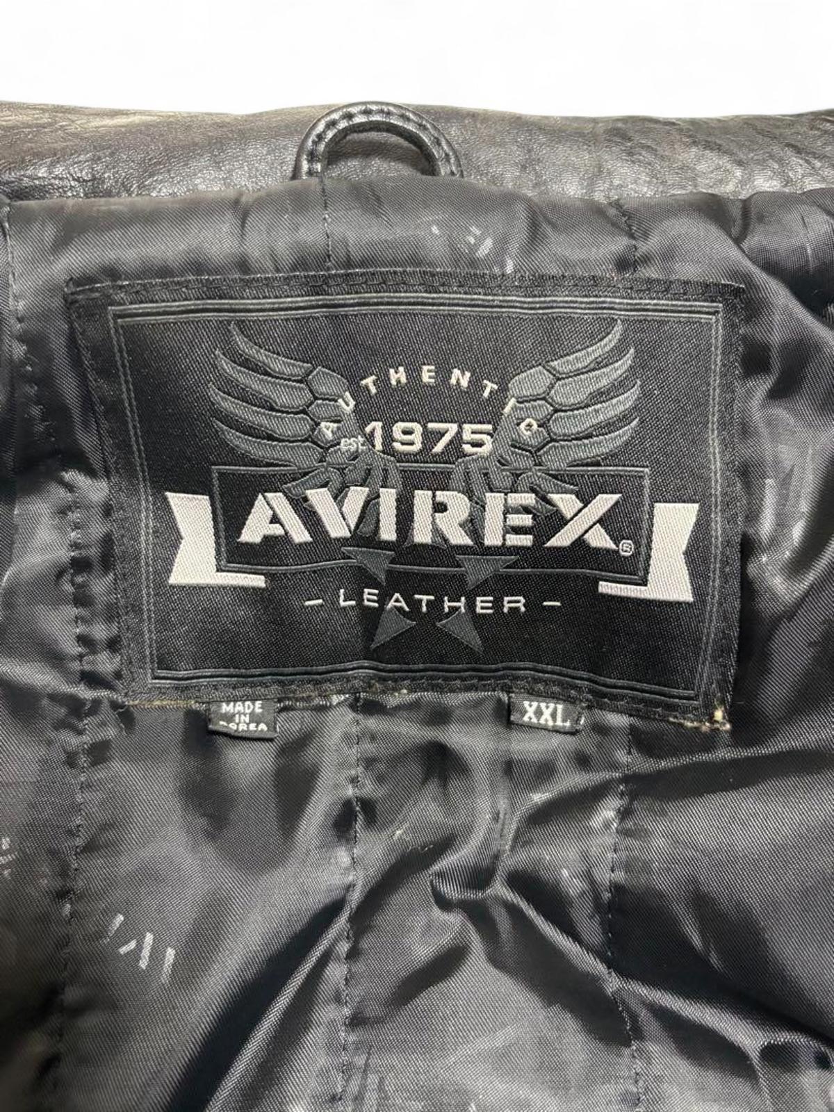 Avirex - XXL Black Leather Varsity Jacket with Embroidered