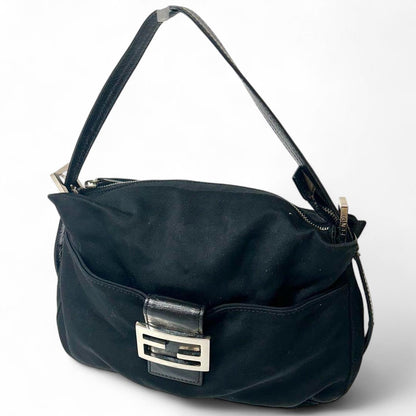Fendi - Women's Black Shoulder Bag with Silver Buckle