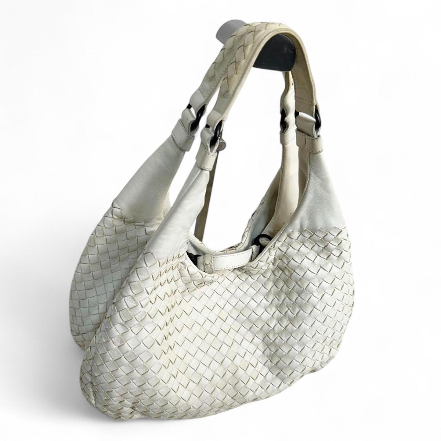 Bottega Veneta - White Woven Leather Shoulder Bag