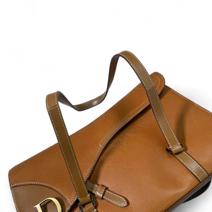 Dior - Brown Leather Shoulder Bag with Double Strap