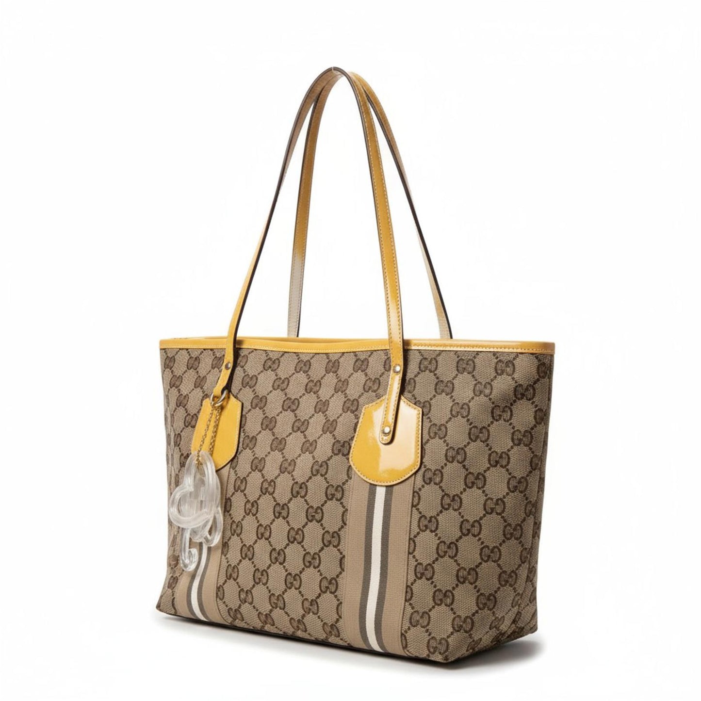 Gucci - Beige and Yellow GG Canvas Tote Bag
