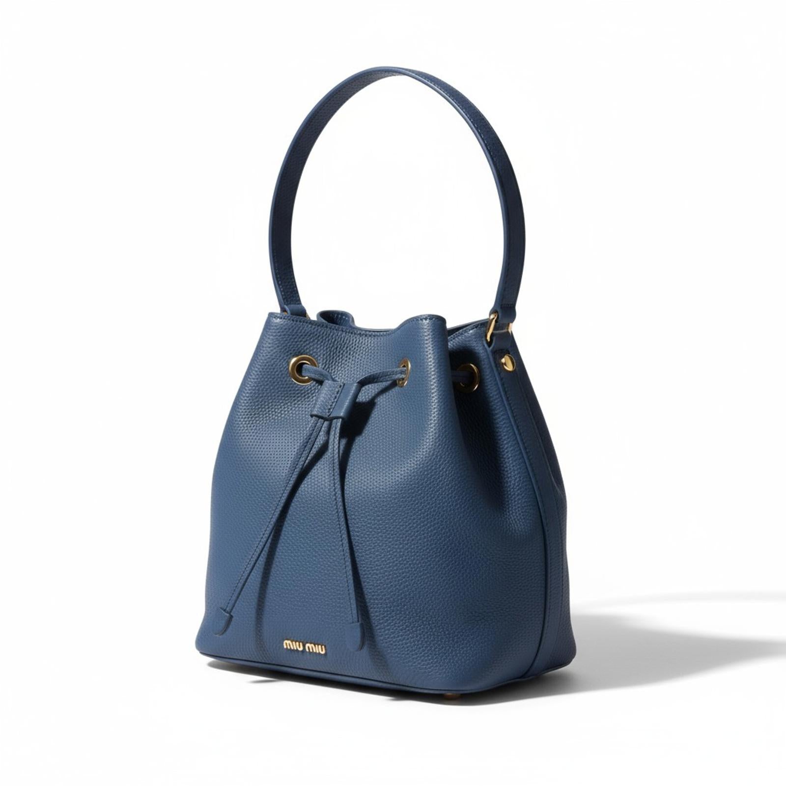 Miu Miu - Blue Leather Bucket Bag