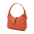Fendi - Orange Nylon Leather Shoulder Bag Silver Buckle
