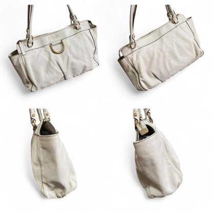 Gucci - Abbey Mini White Leather Handbag Gold Hardware