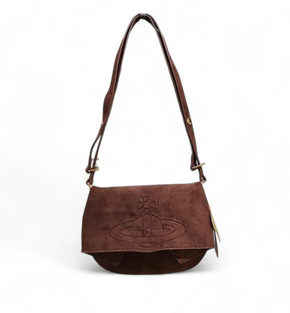 Vivienne Westwood - Brown Suede Shoulder Bag with Orb Logo