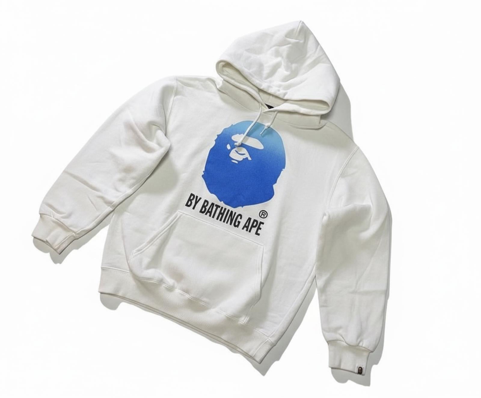 A Bathing Ape - White Hoodie Blue Ape Logo