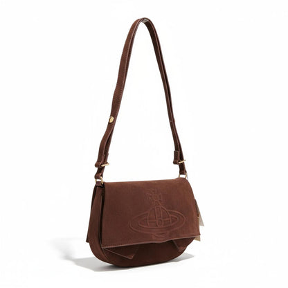 Vivienne Westwood - Brown Suede Shoulder Bag with Orb Logo