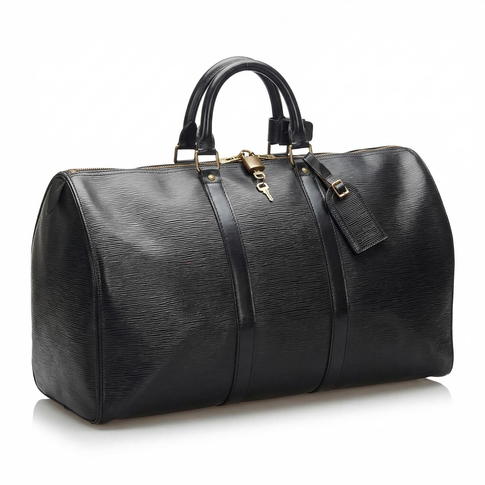 Louis Vuitton - Black Epi Leather Keepall 50 Travel Bag